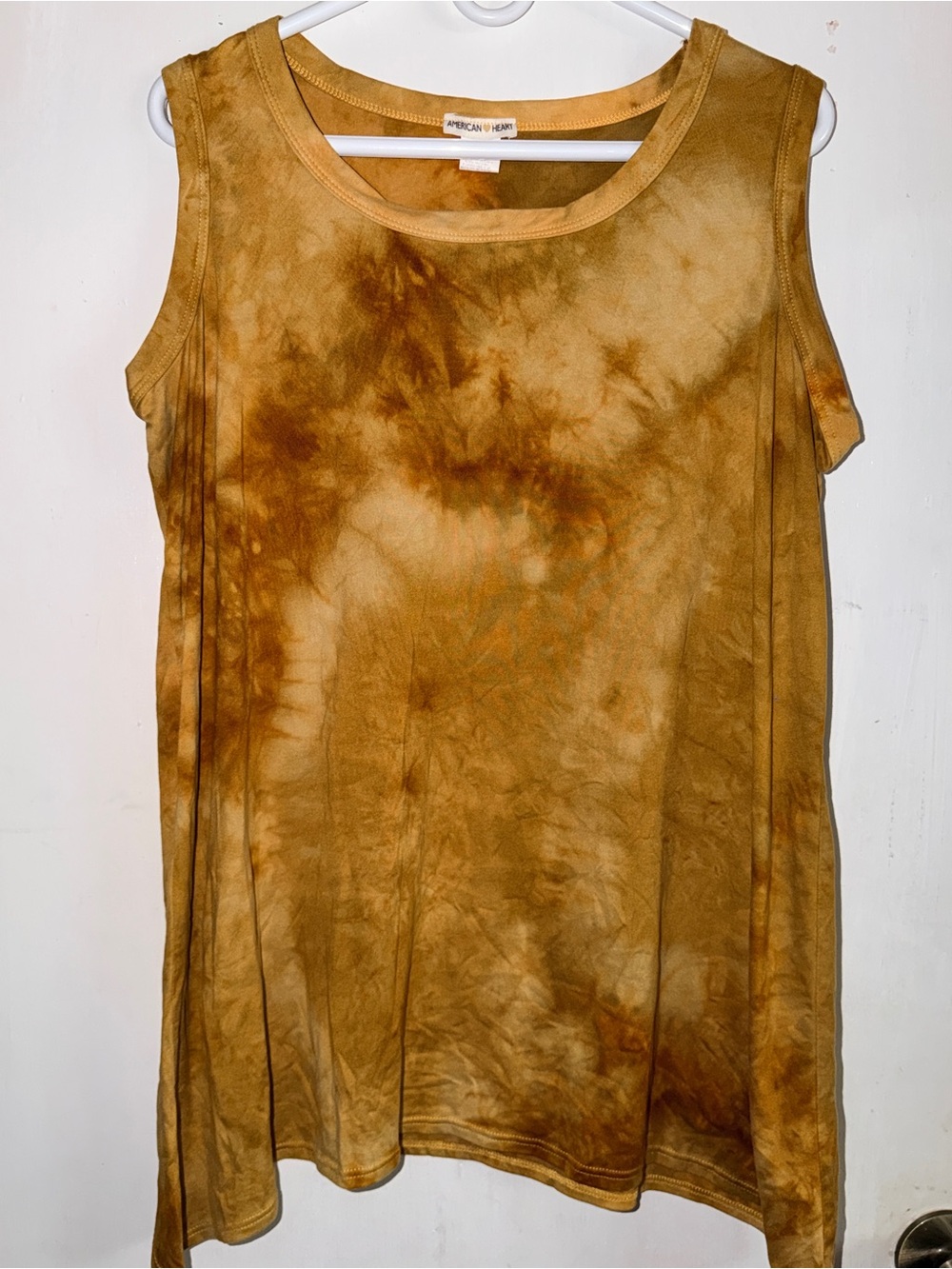 Relaxed Tie-Dye Tank Top in Mustard Brown
